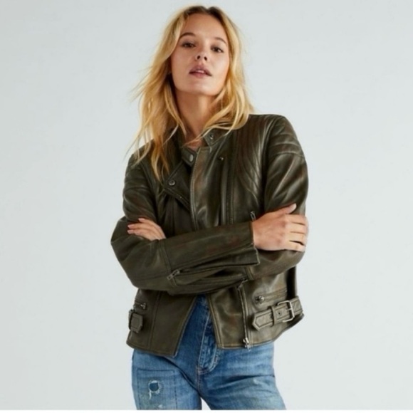 Free People Fenix Leather Moto Jacket ~ NWT - Picture 1 of 10